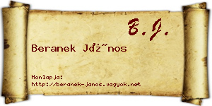 Beranek János névjegykártya